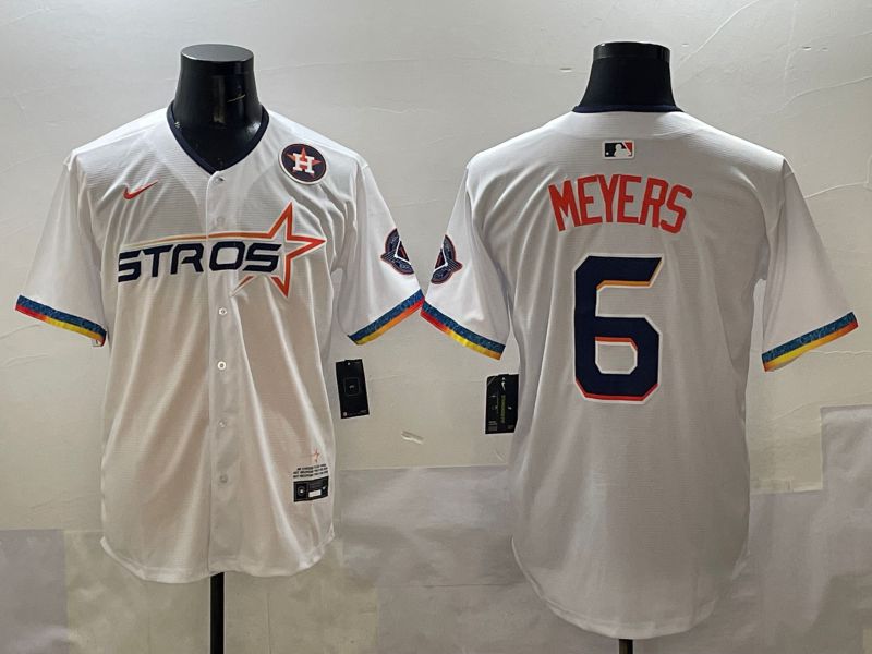 Men Houston Astros 6 Meyers White Four generations Joint Name 2025 Nike MLB Jersey style 10